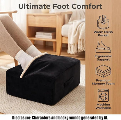 Keep Warm Foot Stool Foot Rest for Under Desk At Work | Office Footrest with Warm Feet Pocket,Ergonomic Under Deskfoot stool Stool for Office Chair & Back &Pain Relief Black+