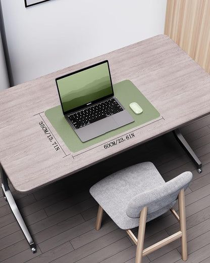 YSAGi Double-Sided Desk Pad, 23.6"x13.7"Leather Desk Mat, Eco Cork Desk Pad Protector,Large Mouse Pad,Waterproof Desk Blotter for Office/Home(Bamboo Green)