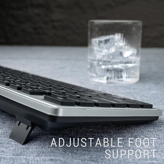 Wireless Keyboard and Mouse, 2.4GHz Cordless Silent Keyboard Mouse Combo, Optical Mouse, Plug and Play USB Receiver, Compatible with Windows, Mac, Laptop, and PC – Ideal for Office Use（Black Gray）