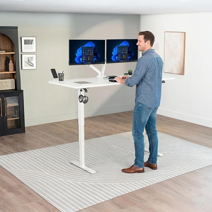 VIVO Electric 71 x 30 in Standing Desk, Touch Screen Adjustment, 220 lb Frame Support, 2E Series, White Top, White Frame, DESK-KIT-2EW71W