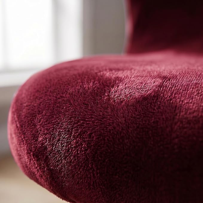 Deisy Dee Velvet Stretch Armless Office Chair Covers - Colorful Stretch Slipcover for Desk Chairs (Burgandy)