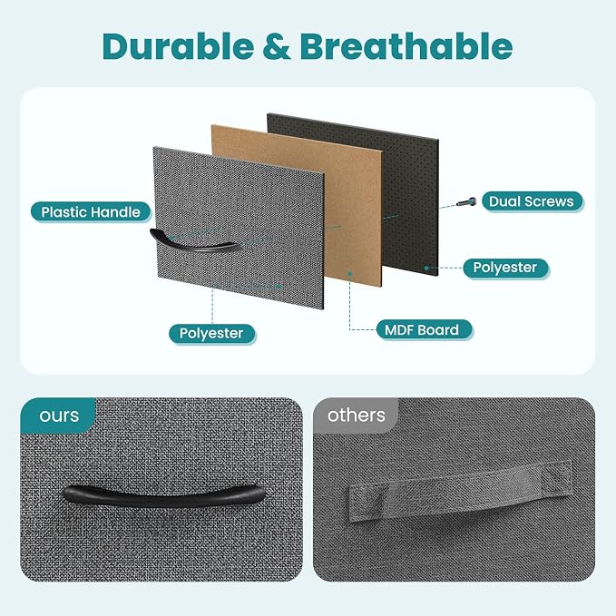 DUMOS 8 Drawer Dresser for Bedroom, Fabric Storage Organizer with Sturdy Metal Frame, Wooden Top Chest of Drawers for Closet Entryway Guest Room, Grey