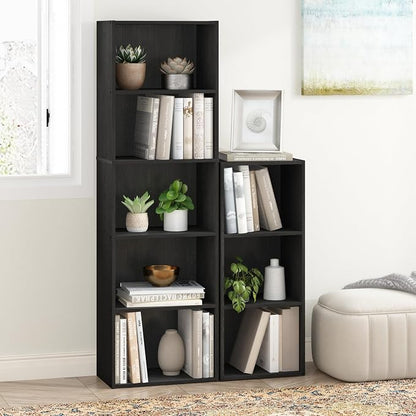 Furinno LUDER Book Shelf, 5-Tier Bookshelf, Bookcase with Open Shelves, 9.4 x 15.8 x 52, Easy Assembly, for Living Room, Bedroom, Home Office, Blackwood
