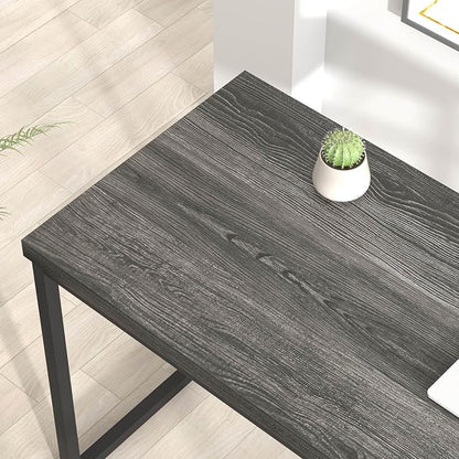 FOLUBAN Home Office Desk, Industrial Vintage Computer Desk, Rustic Wood and Metal Study Writing Table, Simple Work Gaming PC Desks for Bedroom Living Room, Dark Gray 53 Inch