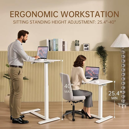 Adjustable Tilt Overbed Table with Hidden Wheels, Mobile Standing Laptop Desk, Portable Pneumatic Computer Cart, Rolling Medical Bed Side Table for Hospital and Home Use, White