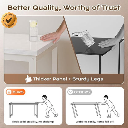 Huuger 48 x 24 inch Desk with Power Outlets & USB-C, Deeper & Thicker Desktop, Robust Metal Tubes, Computer Desk, Heavy Duty Office Desk, Work Gaming Desk for Home Office, White