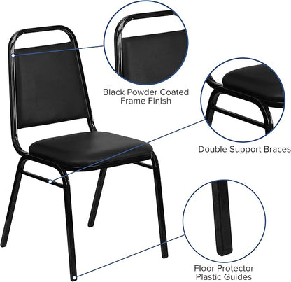 Flash Furniture Hercules Series Trapezoidal Vinyl Banquet and Event Chair, Commercial Event Chair with Padded Seat and Back, Black