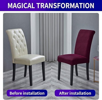 Stretch Chair Covers for Dining Room Set of 4, Removable Washable Dining Room Chair Covers, Dining Chair Slipcovers Seat Protector, Great for Home and Banquet Decor (Burgundy, 4 Pack)