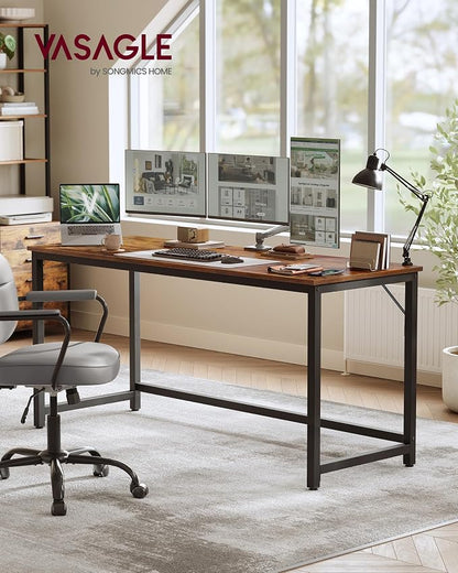 VASAGLE Computer Desk, Steel Frame and Particleboard Gaming Table, 63 x 23.6 x 29.9 Inch, Rustic Brown and Matte Black Small Desk for Bedroom and Home Office, Barnet Collection ULWD121K01