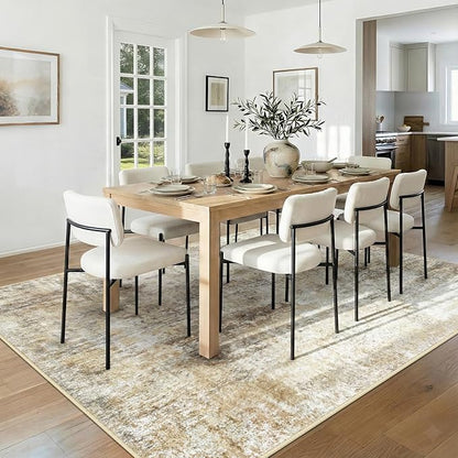 RELEANY Washable Area Rugs 9'x12' Non-Slip Modern Abstract Soft for Living Room Entryway Bedroom Kitchen, Print Pattern, Neutral Brown Gray