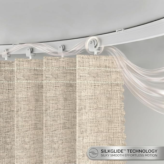 ILRON Accordion Folding Room Partition with Ceiling Track - Retractable Room Divider Curtain, Effortless Setup(Beige 180" W x 84" L-Pack of 1)
