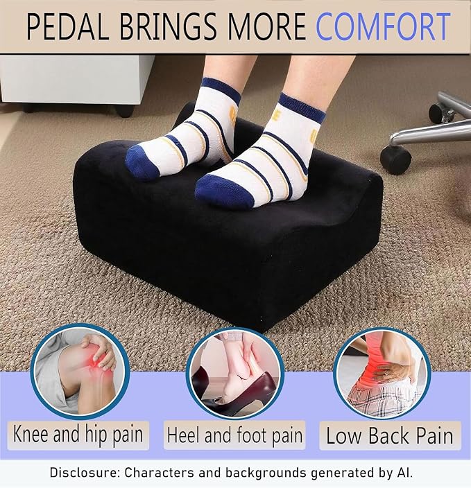 Work Foot Rest Under Desk,Comfort Foot Rest for Couch | Foot Rest For Under Desk at Work,At Soft Ergonomic Footrest,Support Foot Pillow,Heel Chair,Leg Elevation Pillow Black