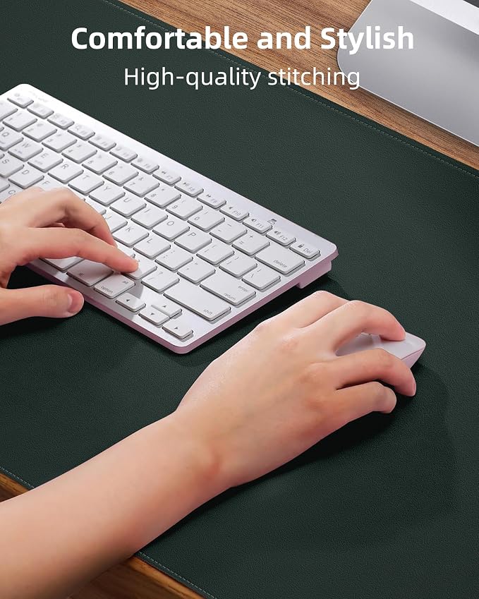 Leather Desk Pad Protector,48"x24" - Premium Desk Mat, Office Desk Mat, Large Mouse Pad,Non-Slip Desk Blotter,Waterproof Desk Writing Pad for Office and Home(Dark Green)