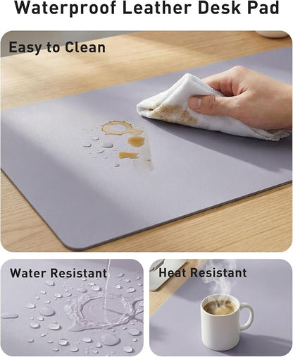 Aothia Faux Leather Desk Mat - Large Mouse Pad, Non-Slip PU Leather Blotter, Waterproof Writing Surface for Office and Home (Lavender, 40" x 24")