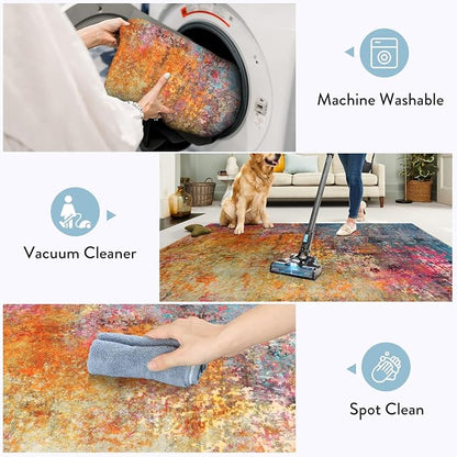 Lahome Kitchen Rugs, 2x4 Washable Rug with Soft Low-Pile for Entryway and Hallyway, Non-Slip&Small Carpet for Bathroom, Easy Clean Door-Friendly Mat, Kid&Pet Friendly Modern Decor 2x4 Galaxy