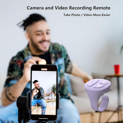 Tiktok Scrolling Ring, Bluetooth Camera Remote Control, Scrolling Ring Remote for iPhone TikTok FB YouTube IG Android Phone, Fingertip Wireless Scroller Page Turner (Purple)