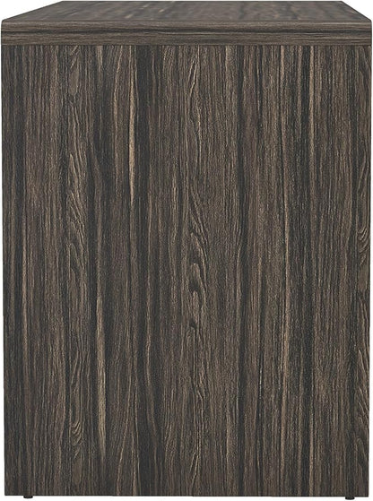 Manhattan Comfort Novara Modern 60" Writing Desk with 2 Smooth-Glide Drawers with Fluted Fronts, Office Desk with Large Work Surface, Stylish Rounded Edges, Jacobean Walnut