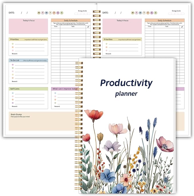 ADHD Daily Planner with Hard Cover & Colorful Sheets Inside,Productivity Planner Task Management Organizer for Neurodivergent Adults Focused for Men & Women, 7" x 10"