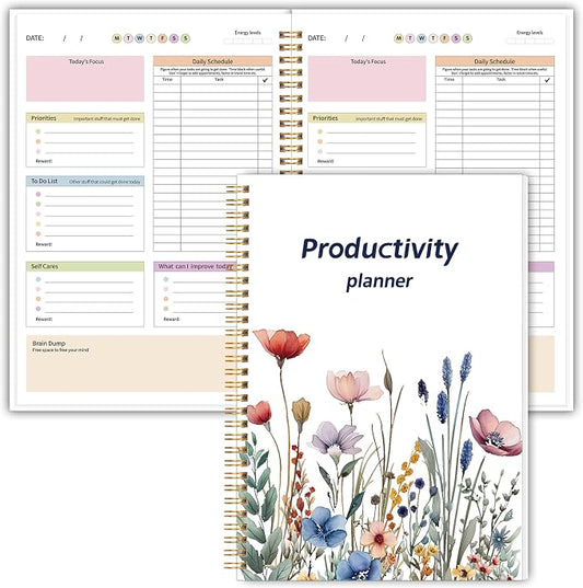 ADHD Daily Planner with Hard Cover & Colorful Sheets Inside,Productivity Planner Task Management Organizer for Neurodivergent Adults Focused for Men & Women, 7" x 10"