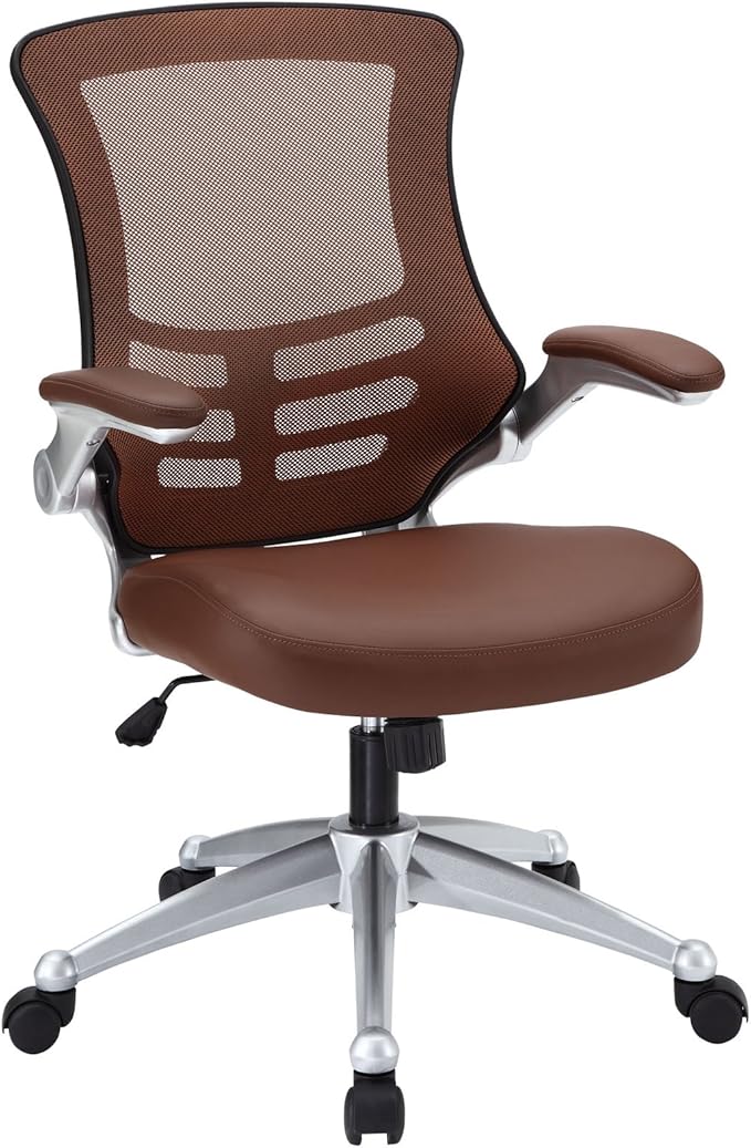 Modway Attainment Mesh Vinyl Modern Office Chair in Tan