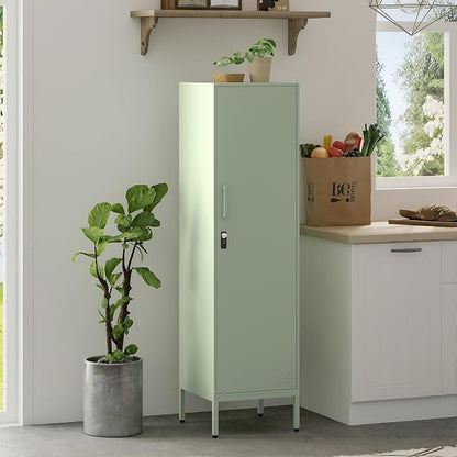 Locker Storage Cabinet with Adjustable Shelves and Door(Green) | Metal Lockable Storage Cabinet for Kitchen Pantry Home Office Bathroom School Dormitory