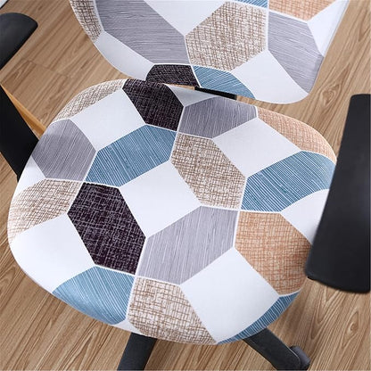 Jinzio Computer Office Chair Cover - Split Protective & Stretchable Cloth Polyester Universal Desk Task Chair Chair Covers Stretch Rotating Chair Slipcover (White Grey Indigo)
