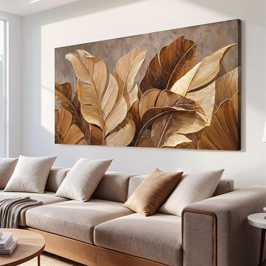 Oversized Canvas Wall Art Decor Wall Art Pictures for Living Room Botanical Wall Art paintings Artwork for Wall Decor Brown Modern Wall Art Decor Artwork for walls Bedroom Office 35" X 70" Wall Decor