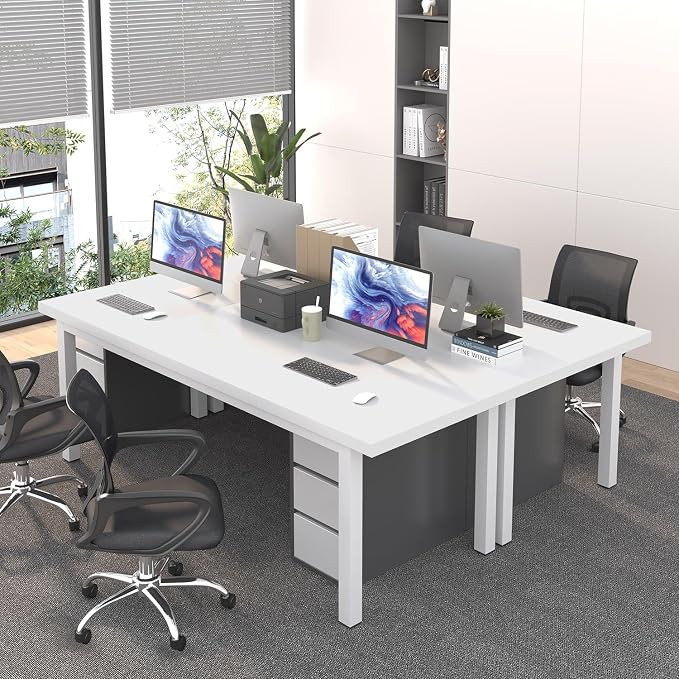 Long Computer Desk for 2 People, 70 Inch Large Double Desk with Deep Desktop,Modern White Computer Desk for Home Office Workstation