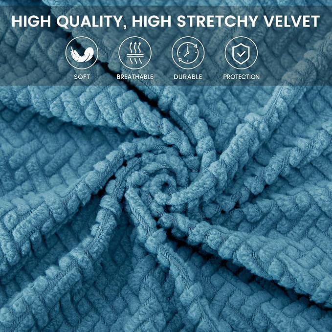 MIFXIN Computer Office Chair Cover Stretch Elastic Slipcover 2 Piece Jacquard Washable Computer Chair Covers Furniture Protector for Office Home, NO Chair Only Covers (Blue)