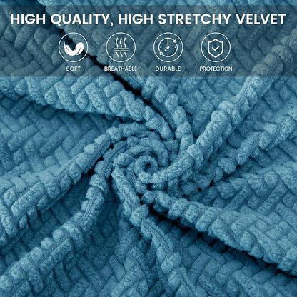 MIFXIN Computer Office Chair Cover Stretch Elastic Slipcover 2 Piece Jacquard Washable Computer Chair Covers Furniture Protector for Office Home, NO Chair Only Covers (Blue)