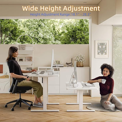YIHAYO Low Height Adjustable Desk Frame, Lifts 18.1-28.3 Inches, Electric Standing Desk for Short People, DIY Workstation, Computer Table for Home Office (White)