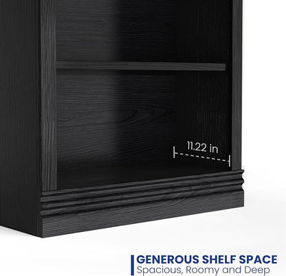 3-Shelf Bookcase, 47" Tall Floor Standing Bookshelf with Adjustable Shelves, Storage & Display Shelf for Living Room, Bedroom, Home Office – Black, 31.5" Wide