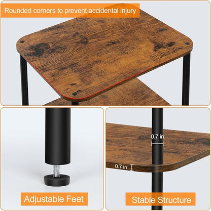 BTY 3 Tier Tall End Table Telephone Table Tall Side Table, 30" H Small End Table with Storage Shelves, Tall Nightstand for Living Room, Bedroom, Home Office,3 Tier Slim Table, Tall Side Table