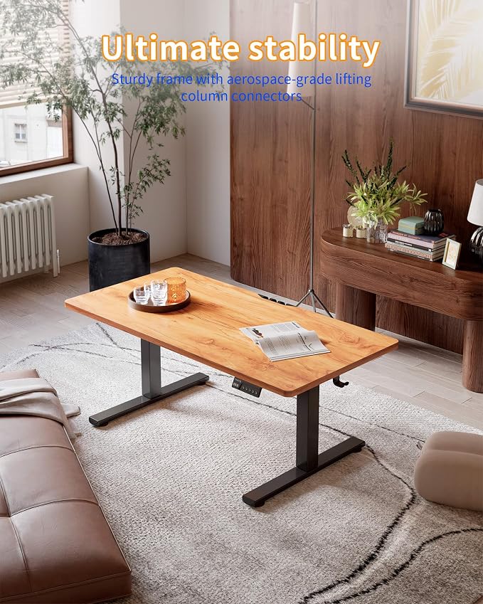YIHAYO One-Piece Low Height Adjustable Desk, Lifts 18.1-28.3 Inches, Electric Standing Desk for Short People, 40 x 24 Inches Computer Table with Splice Board for Home Office, Rustic Brown