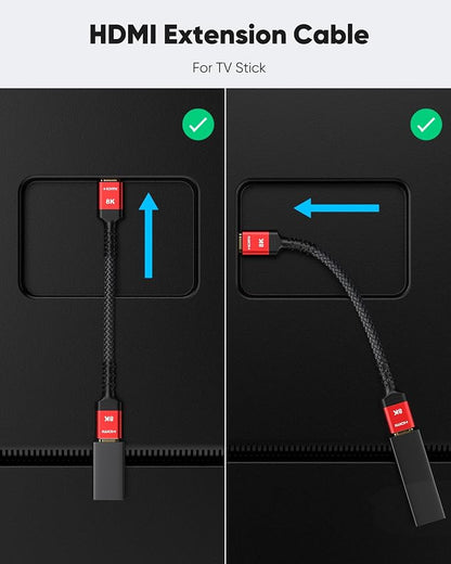 Highwings 8K 4K HDMI Extender Cable, Short HDMI Extension Cable 2.1 4K@30Hz/ 60Hz/ 120Hz, Ultra high Speed HDMI Adapter Male to Female Compatible with PS5 Roku Stick Blu Ray Player HDTV Laptop 1FT