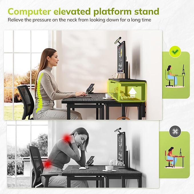 DurayLoly Folding Table with RGB Light for Small Space, 31.5" Folding Computer Desk for Space Saving Sofa Table for Couch, Home Work Office Desk with Monitor Stand, Easy to Fold with Hooks,Black
