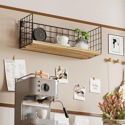Floating Cubicle Shelf with Hooks, Paulownia Wood Desktop Organizer for Office Cubicle Decor, Desk Shelf for Top of Desk & Cute Cubicle Accessories for Work
