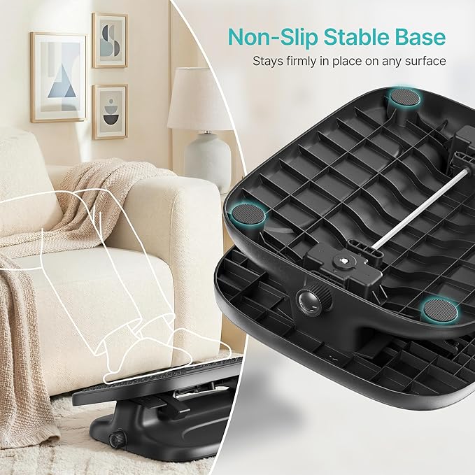 PEGZONE Under Desk Footrest, Adjustable Foot Rest with Height and Degree Angle,Ergonomic Desk Foot Rest with Massage Texture, Plastic Foot and Leg Rest for Home & Office