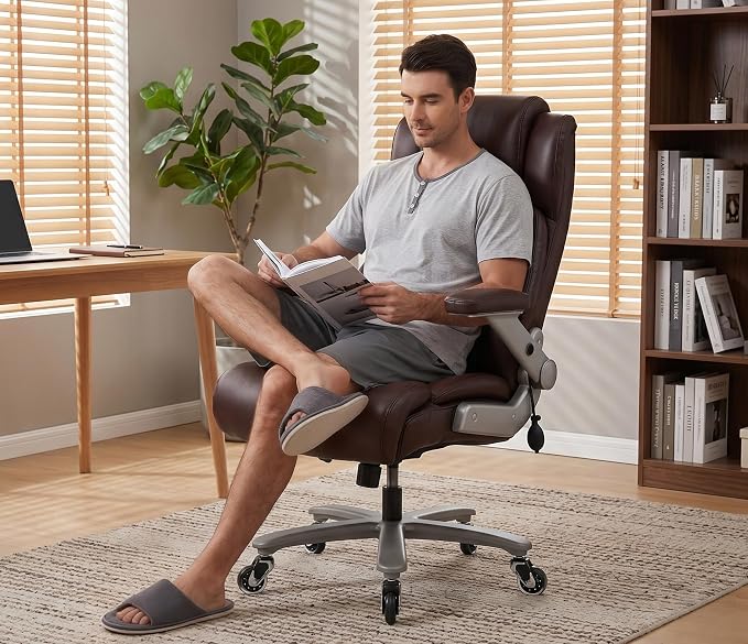 Big and Tall 700lbs Office Chair - Adjustable Lumbar Support 3D Flip Arms Heavy Duty Metal Base&Wheels, High Back Large Executive Computer Desk Chair, Thick Padded Ergonomic Design for Back Pain