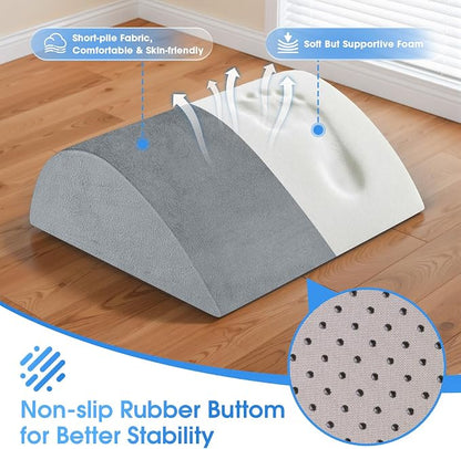 Foot Rest for Under Desk at Work - Non-Slip Foot Stool with 3 Adjustable Heights, Ergonomic Under Desk Footrest with Washable Cover for Leg Elevation, Desk, Home, Office, Car (Light Grey)
