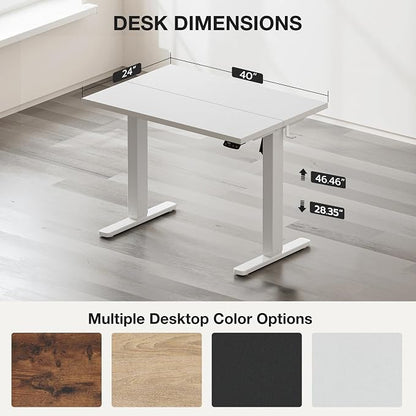 Acrolix Electric Standing Desk, Height Adjustable Home Office Desk with Memory Presets & Cable Management,White Sit Stand Desk for Work from Home, Ergonomic Computer Desk (40" x 24")
