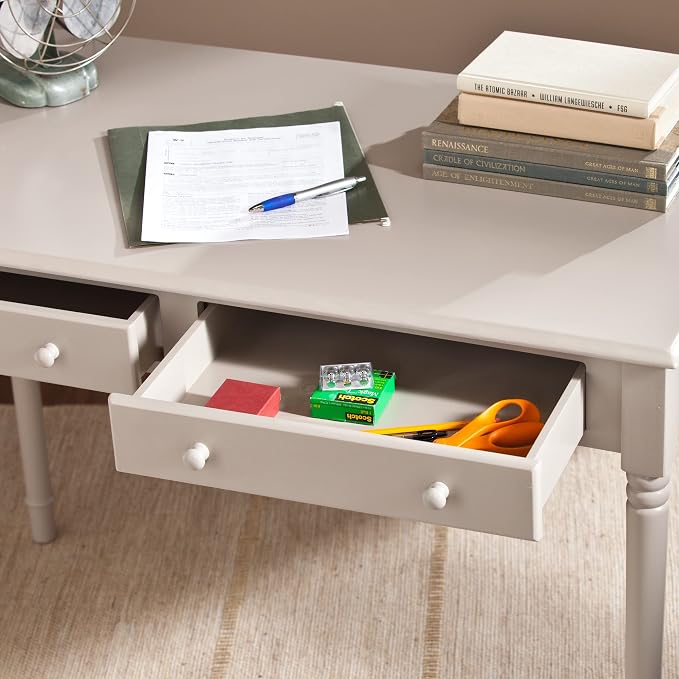 SEI Furniture - Janice 2-drawer Writing Desk - Gray - Transitional Design, Grey Finish - Ideal for Home Office, Bedroom (HO8796)