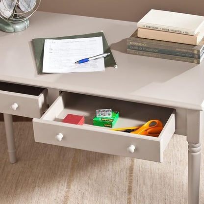 SEI Furniture - Janice 2-drawer Writing Desk - Gray - Transitional Design, Grey Finish - Ideal for Home Office, Bedroom (HO8796)