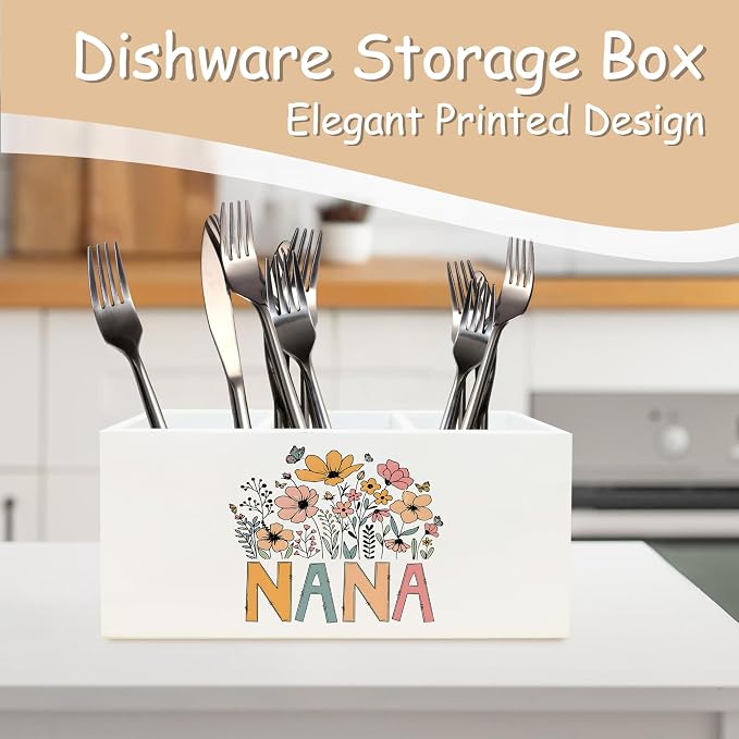 Nana Gifts for Grandma Pen Pencil Holder Organizer for Desk, Nana Grandma Gifts for Birthday from Grandkids, Grandmother Gift Wooden Box Block Sign for Home Bedroom Tabletop Decor