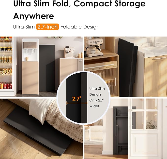 Need 35.8 Inch Folding Desk for Small Spaces, Home Office Computer Desk with Wood Top & Black Frame, Foldable Writing Table for Study, Bedroom, Dorm Room & Student, Black