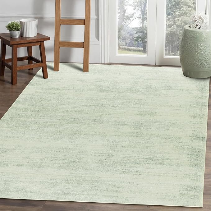 Sage Green Rugs for Bedroom,Small Boho Abstract Washbale Non Slip Area Rug for Kitchen Entryway,Light Green Rug 3x5 Sage Ombre Low Pile Carpet for Bathroom Laundry Room,3 x 5