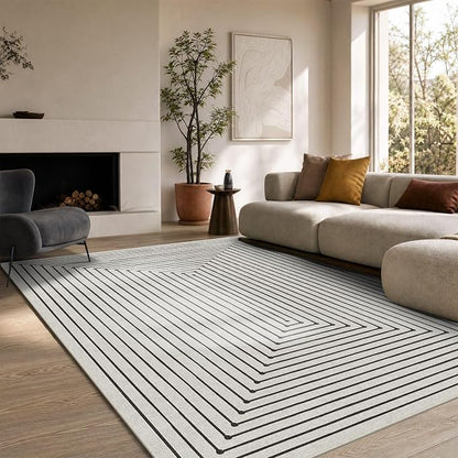 Latte&Fog 6x9 Area Rugs Washable Rug Carpet for Living Room Dining Room | Washable, Non Slip, Stain Resistant, Soft, Modern Abstract Boho Style, for Bedroom Home Office Dorm, Ivory 6'x9'
