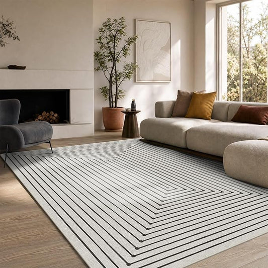 Latte&Fog 6x9 Area Rugs Washable Rug Carpet for Living Room Dining Room | Washable, Non Slip, Stain Resistant, Soft, Modern Abstract Boho Style, for Bedroom Home Office Dorm, Ivory 6'x9'