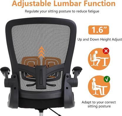 BestOffice Drafting Chair Tall Office Chair Adjustable Height with Lumbar Support Flip Up Arms Footrest Mid Back Task Mesh Desk Chair Computer Chair Drafting Stool for Standing Desk