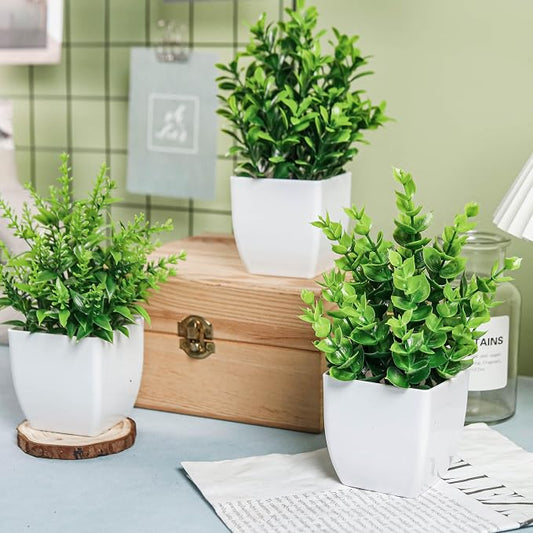 Der Rose 4 Pack Small Fake Plants Artificial Plants Indoor Office Desk Accessories for Aesthetic Room Decor Bathroom Decor